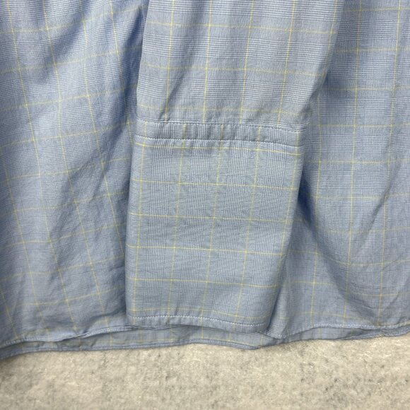 Hawes & Curtis Dress Shirt Mens 17 St. James Slim Fit‎ Blue Plaid Luxury Cotton - Picture 6 of 14